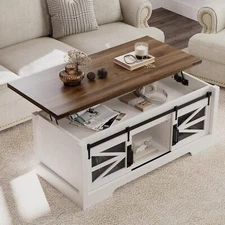 Lift-Top Coffee Table with Hidden Compartment & Storage Shelf for Living Room