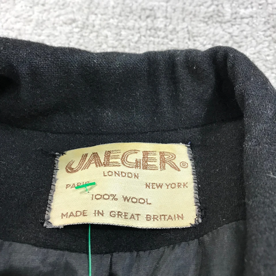 Jaeger Blazer Womens 4 Wool Vintage Sports Coat Jacket Black Great Britain - Image 3 of 4