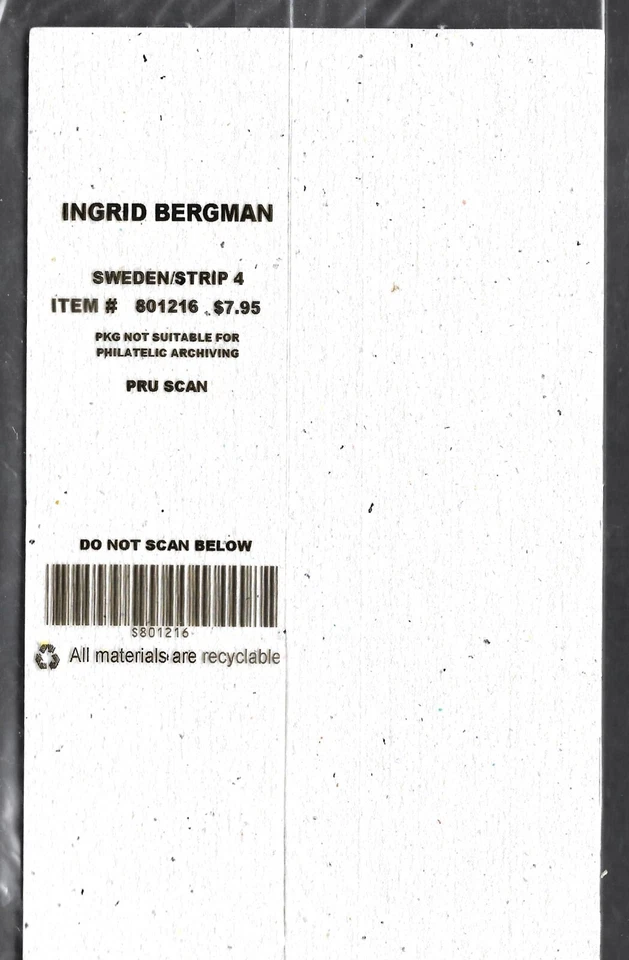 MOVIE STAR INGRID BERGMAN SWEDEN SVERIGE 14KR STAMP STRIP + 2 USA 1ST DAY COVERS - Image 3 of 3