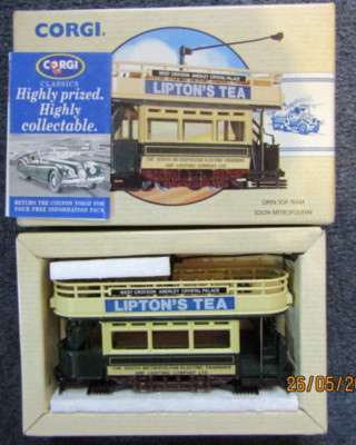 Corgi 98151 Open Top Straßenbahn South Metropolitan Route West Croydon Liptons Tee 