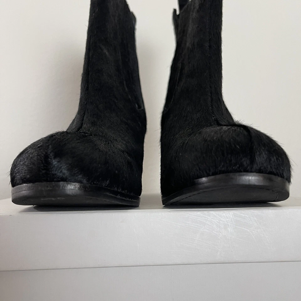 Botas femininas MATIKO 8 sapatos de couro preto slip on wedge tornozelo botas pele sintética - Imagem 4 de 4