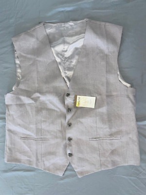 Bahia Sol 100% Linen Lined 5-Button Vest w/ Back Cinch Adjuster. Men's 2XL, NWT!