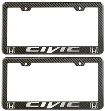 2X Carbon Fiber Civic Racing License Plate Holder Frame Cover