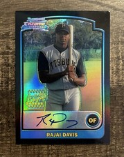 2003 Bowman Chrome Refractor #349 Rajai Davis Rookie RC Auto Dinged Corner Look