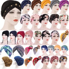 Wrap Haar Kopf Schal Muslimisch Damen Turban Kappe Krebs Chemo Hut Perlen Bort ▽