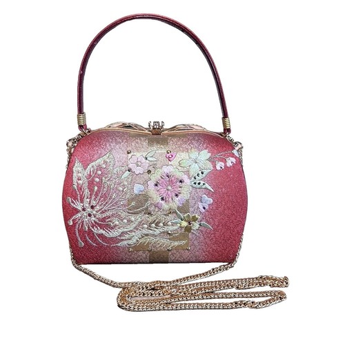 Japanese Mikimoto Clutch Silk Brocade Evening Shoulder Bag Purse
