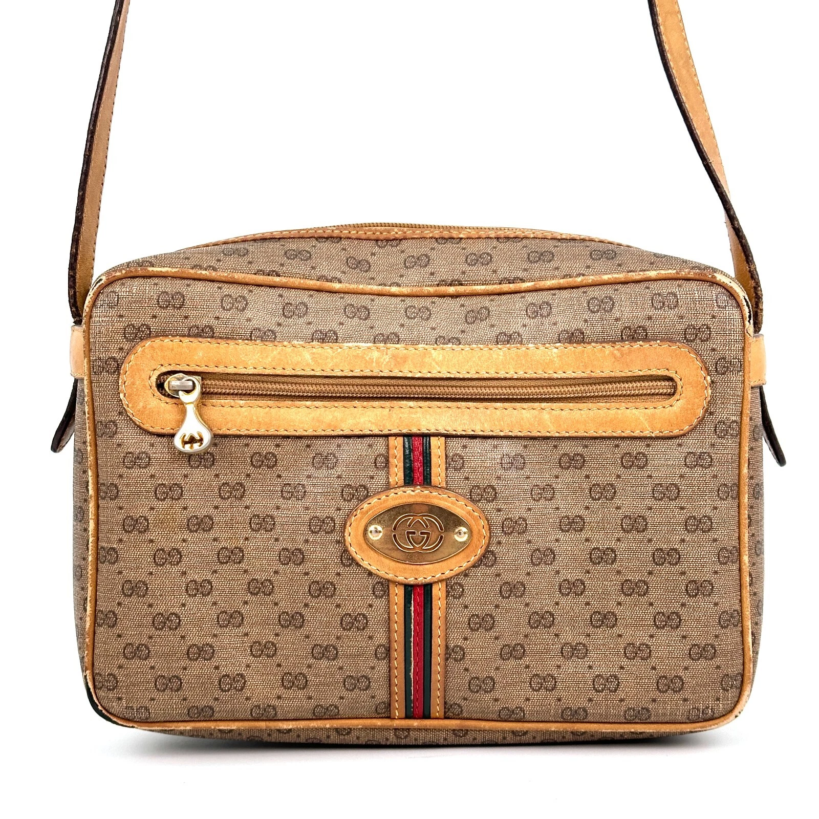 Sac à bandoulière vintage GUCCI Sherry Line GG toile PVC authentique