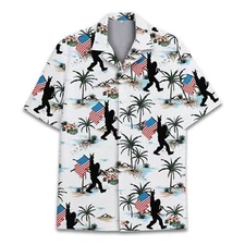 Bigfoot American Flag Hawaiian Shirt Men Women Sasquatch Bigfoot Hawaiian Shirt_