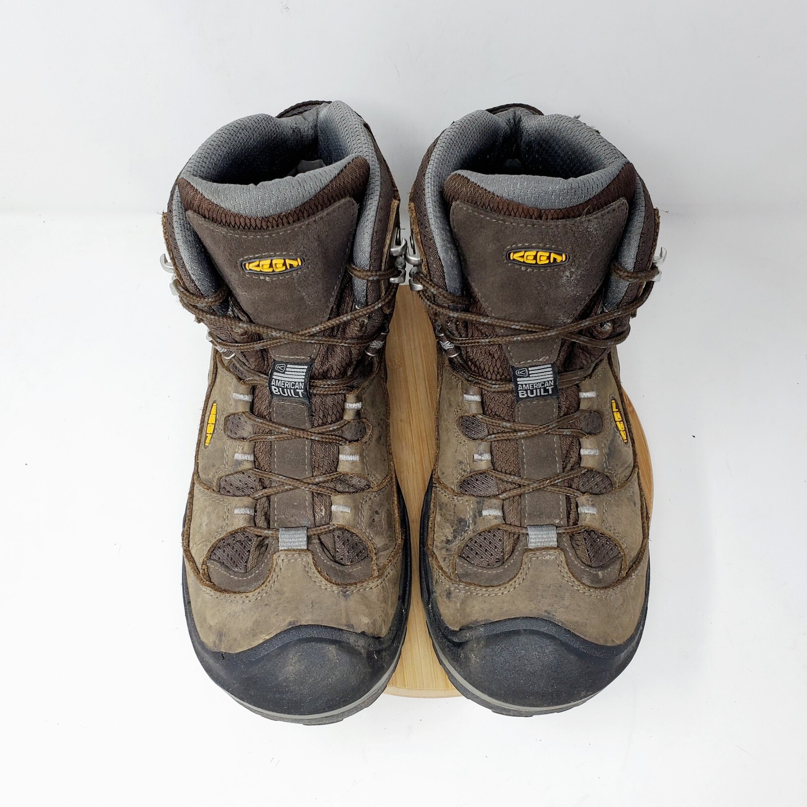 Stivali KEEN Durand II da uomo 11 marroni in pelle con lacci scarpe da trekking impermeabili USA