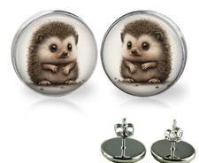 Cute Hedgehog Girls Stud Earrings in 3 Sizes Handcrafted Photo Jewelry
