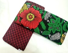 4 Yards Floral And Red Scale African Fabric Ankara 100 Cotton Prints.2 yards