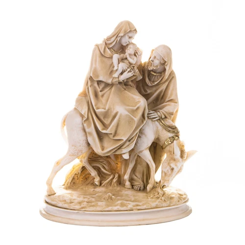 Holy Family Jesus Christ Mary Joseph Alabaster Statue Religious Gold 9.9 Inches