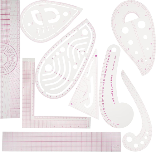 Sewing Ruler Set Inch and Metric Clear Curve Straight Shape Marking Ruler Kit Pr - Picture 8 of 12