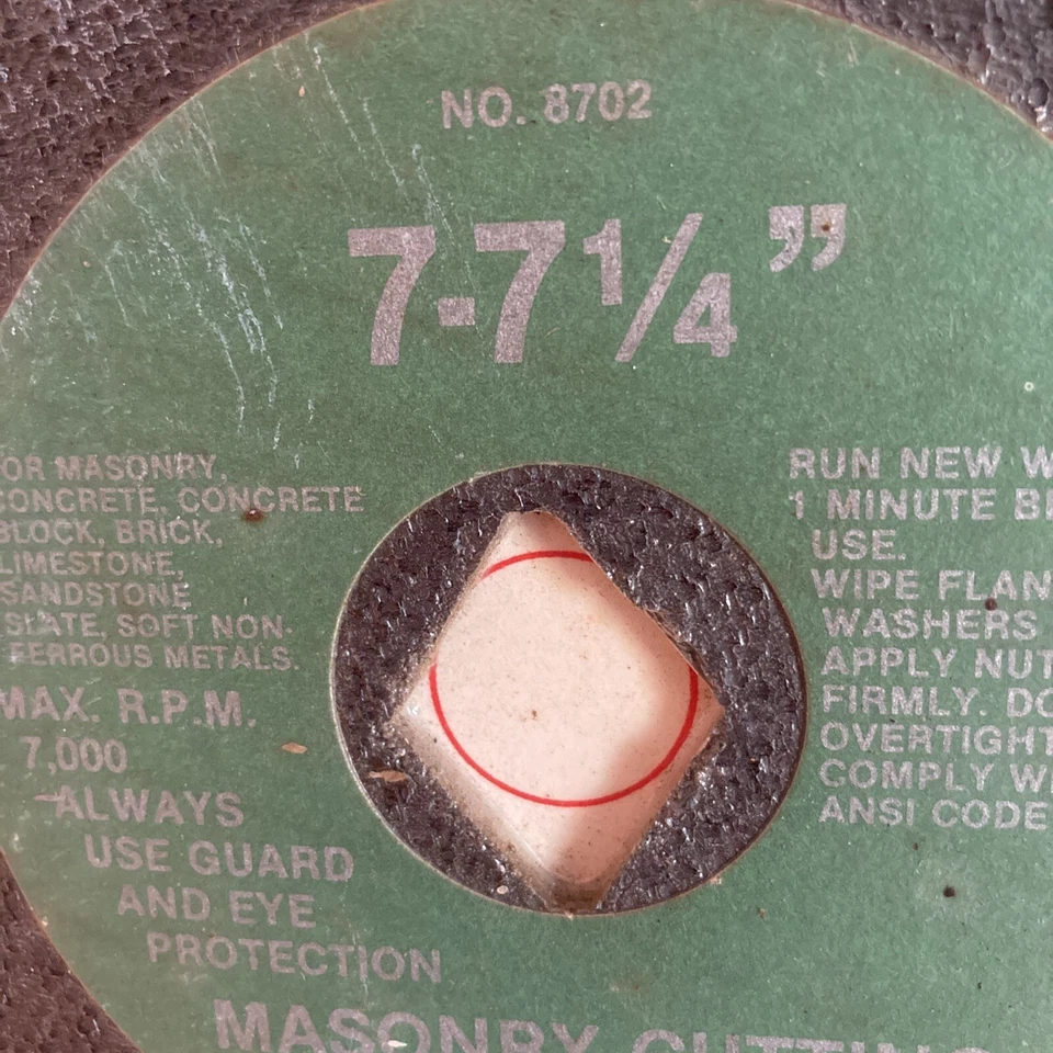 "Cuchilla de corte de albañilería Vermont American Abrasive 7-7 1/4"" n.º 8702 nueva de stock" Foto 4 de 4