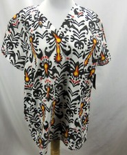 Cassandra O Women's V-Neck Short Sleeve Scrub Top Ink Spot Design XL