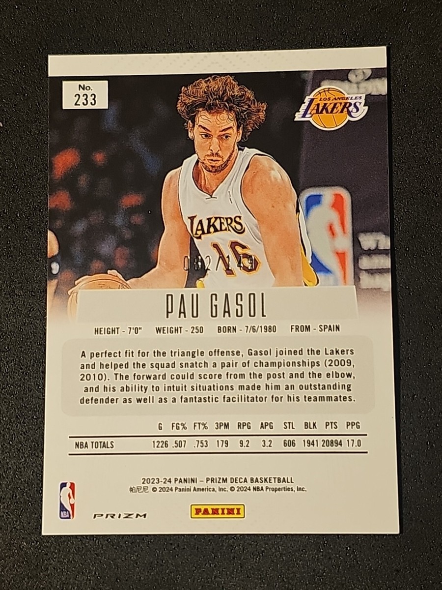 ? PAU GASOL 2023-24 PANINI PRIZM DECA #233 Blue PRIZM /149 Los 