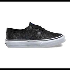 Vans Black Lurex Glitter Low Top Vans Kids Size 2/ Women's Size 5