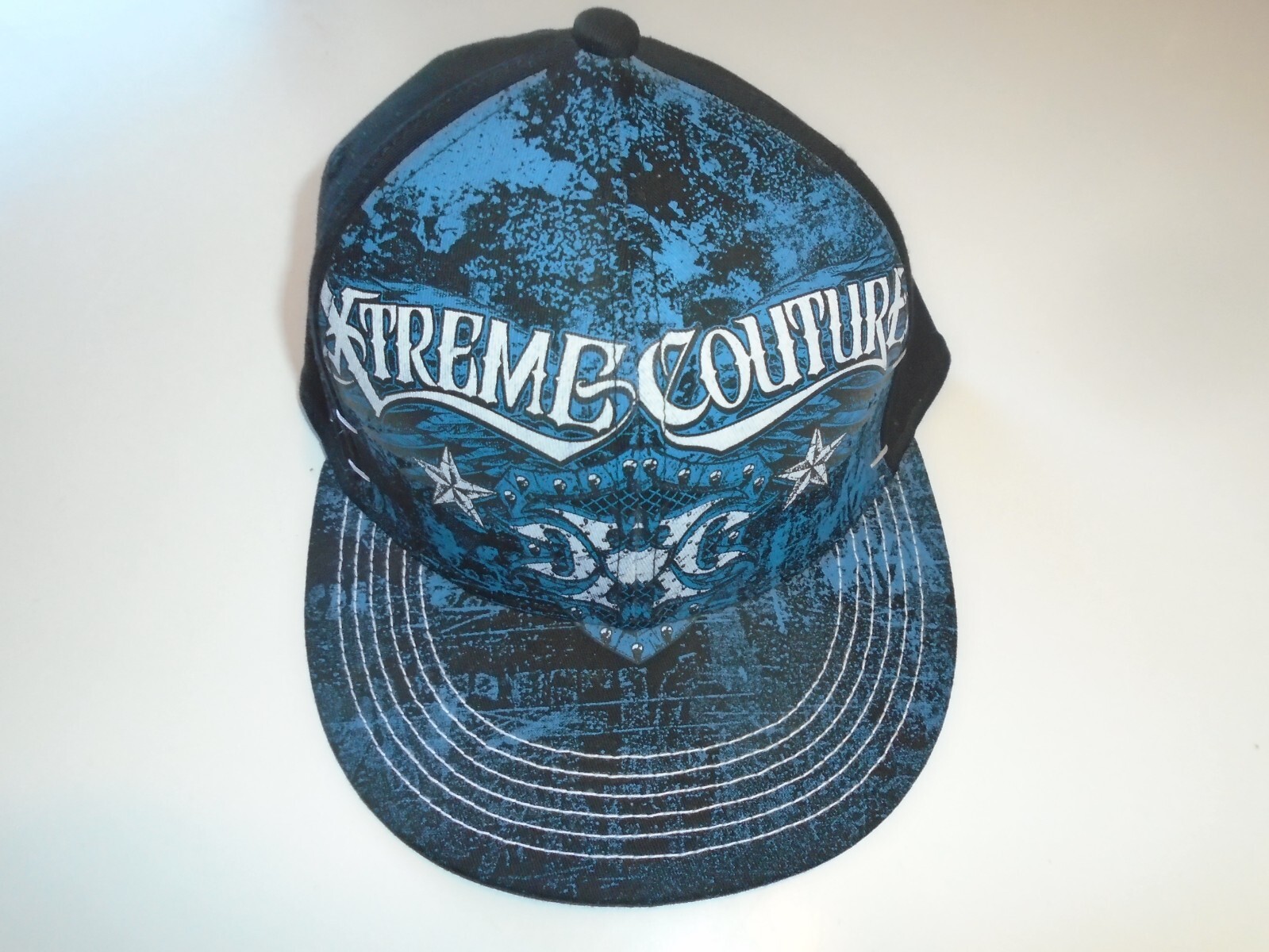 Xtreme Couture Hat CXC Affliction  Blue Black fitted 7 1/2