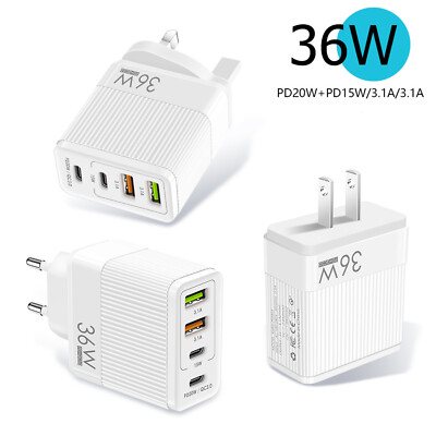 4 Port Fast Quick Charge QC 3.0 USB Hub Wall Home Charger Power Adapter Plug NEW