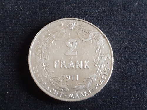 Monnaie Ancienne Argent 2 Frank 1911 Belgique Roi Abert 2 Francs Belge 1911