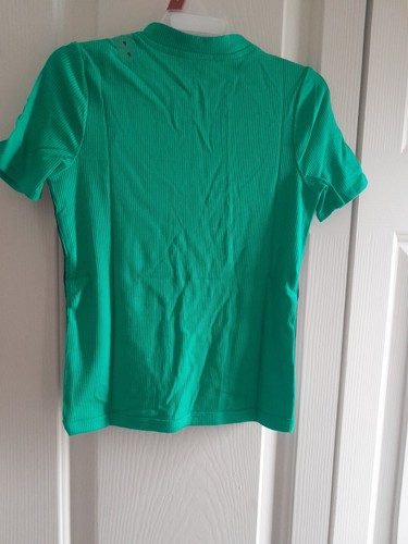 Justice sport Girls Size 6 Ribbed Zip Up Mock Neck Top Vivid Green New - Picture 6 of 6