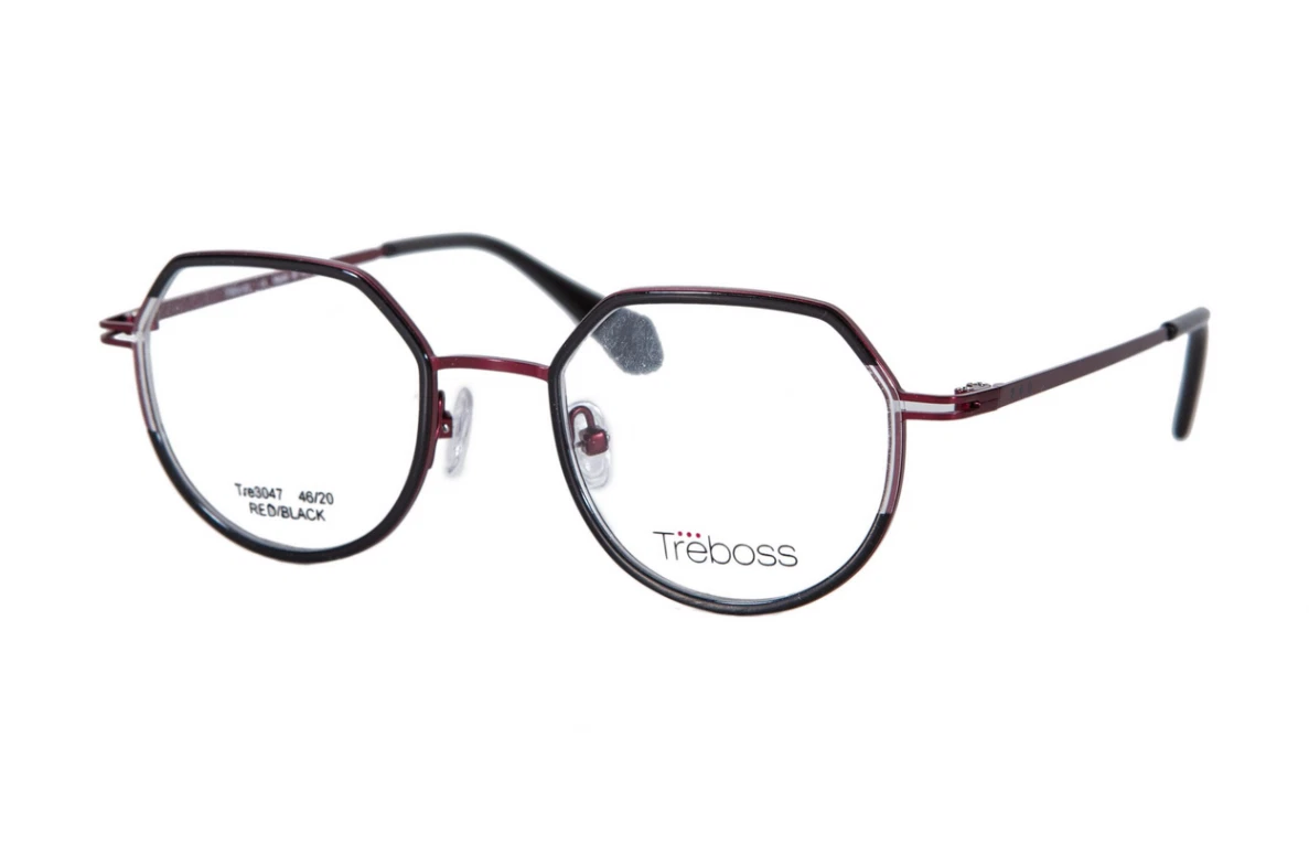 Brand New 2024 TreBoss Authentic Eyewear Eyeglasses Tre 3047 Red Black Rx Frame