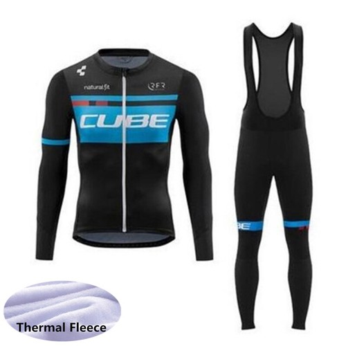 Mens Team Cycling Jersey Bib Pants Set Winter Thermal Fleece Bike Sports Outfits - Picture 13 of 54