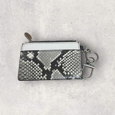 Tory Burch K Monogram Studded Snake Print Card Case/ Coin Purse W/ Key Fob EUC