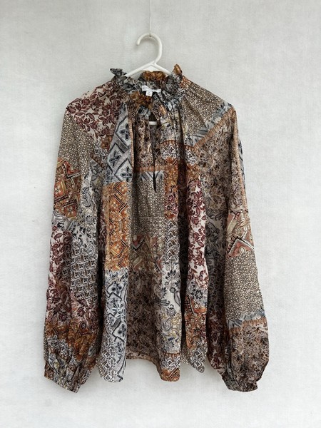 💥 WITCHERY floral Puff Sleeve Cotton shirt Tee Top Blouse 12 M