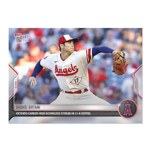 2022 TOPPS NOW MLB #436 Shoehi Ohtani ~ Extends Career-High Scoreless Streak 11k