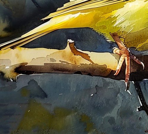 Yellow Perched Canary 5"x7 Print on Matte Paper | Tranquil Watercolor Painting - Picture 14 of 17