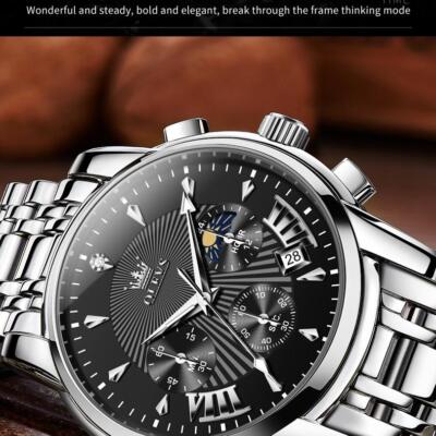 Multifunktionsuhr 3 Zifferblatt Chronograph Analog Quarz Datum für Herren Junge Herren