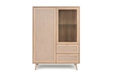 finori Highboard Bali 101,5 cm Dekor Sonoma Eiche & Rafia Geflecht Sideboard