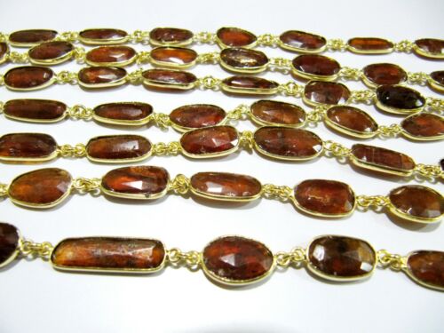 Natural Orange Kyanite Uneven Shape 10 to 20mm Bezel Connector Chain - Picture 2 of 14