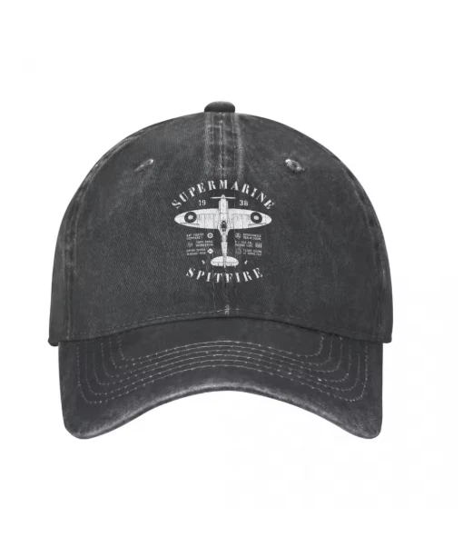 Supermarine Spitfire Fighter Aircraft Baseball Cap Blueprints Battle of Britain
