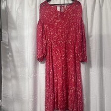 Free People Wallflower Midi Dress M Raspberry Combo Floral Boho Cottagecore READ