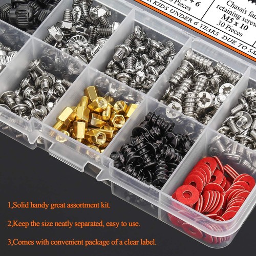 360 Pieces Computer Standoffs Screws Assortment Kit for Hard Drive Computer Case - Afbeelding 5 van 6
