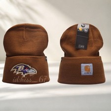 Baltimore Ravens Men's Brown Embroidered Knit Beanie Hat Soft Winter Cap