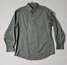 Jos A Bank Travelers Collection Green Herringbone Button Down Long Sleeve Size M