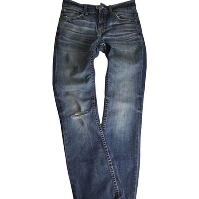 Buckle BKE Mens Aiden Distressed At Knee Medium Blue Wash Bootcut Jeans Sz 29R