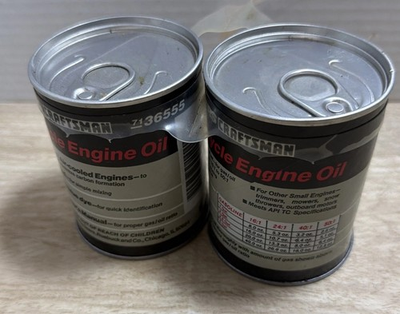 #ad Vintage Sears Craftsman 2 Cycle engine Oil. 8 Fl Oz. 2 Cans Sealed $22.95