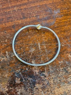 CAPE COD LESTAGE Sterling Silver & 14K Gold Swirl Ball Bangle Bracelet Sz 6 1/2”