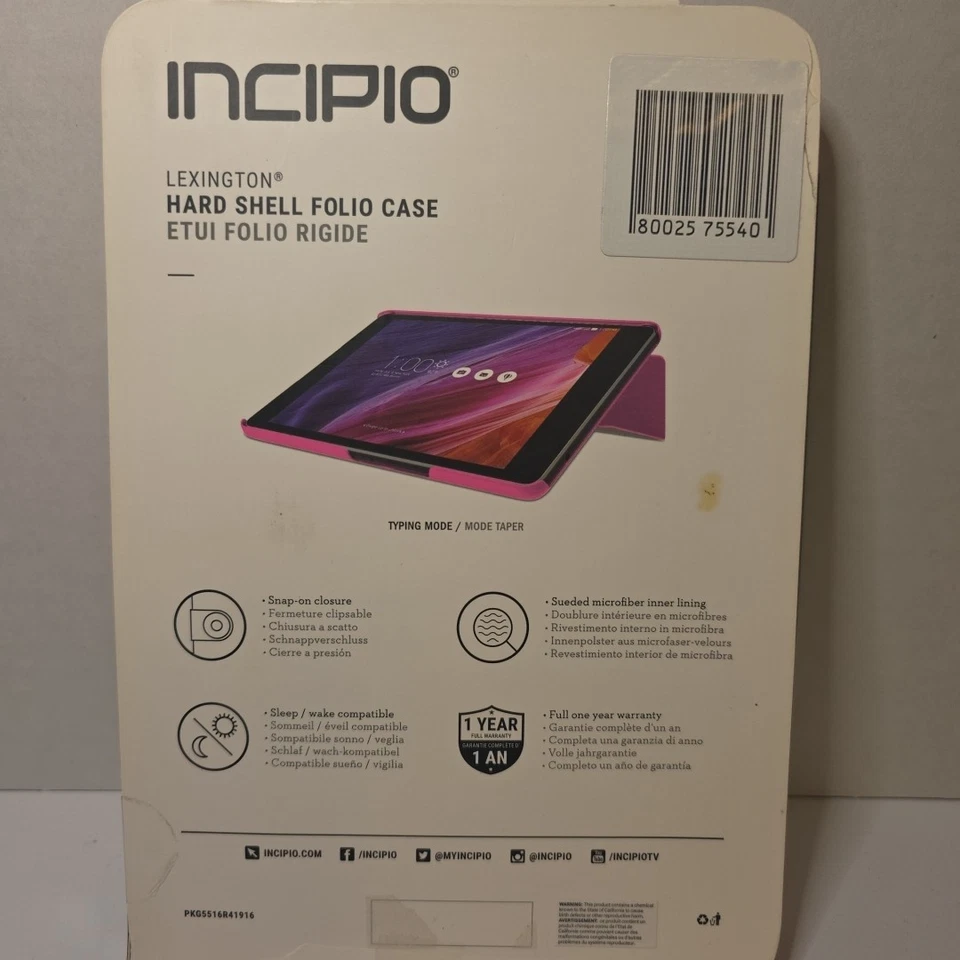 Incipio Lexington HardShell Folio Case Cover for ASUS ZenPad Z 8 - PINK CASE - Image 2 of 3