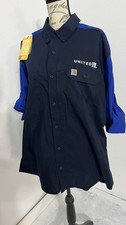 Carhartt United Airlines Blue Uniform Button Long Sleeve Shirt Mens XL New/Tags