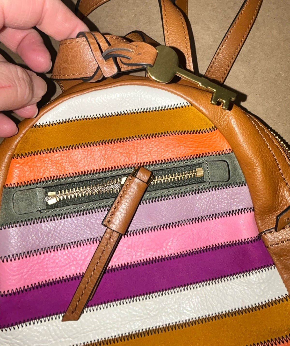 Fossil Megan Colored Patchwork Mini Leather Backp… - image 11