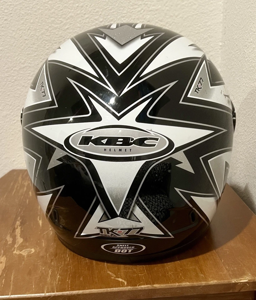 Casco de motocicleta KBC cara completa talla M negro/blanco/plateado Foto 3 de 4