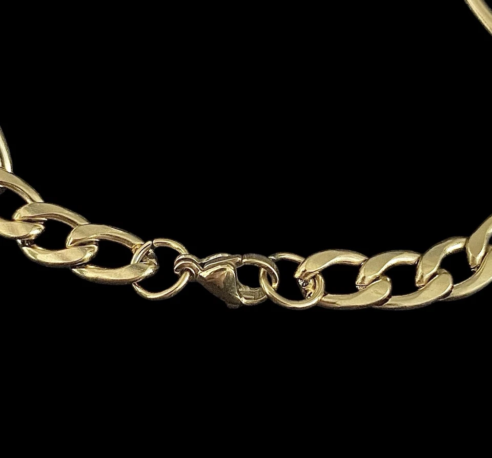 Figaro Pulsera Hombre Acero Inoxidable 8.3 Pulgadas Largo y 7mm Ancho - Dorado Foto 3 de 3