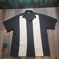 Costum Tailor Made in USA Mens Black Cream Bowling Shirt Rockabilly Retro