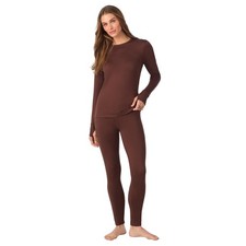 Womens Thermal Underwear Set - Heavyweight Long Johns - Brown - X-Large