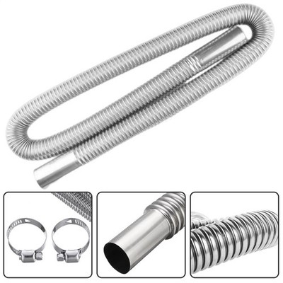 2-10ft Stainless Steel Heater Exhaust Pipe, Flexible Exhaust Tubing w/ 2 Clamps